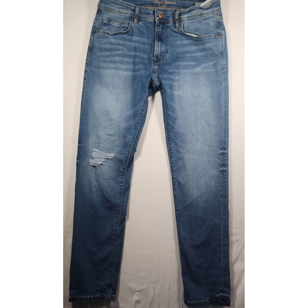 Pepe Jeans London Smith IP Tapered Vapour Mens Blue Jeans 32x31